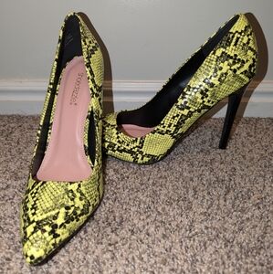 neon yellow/green snake print.